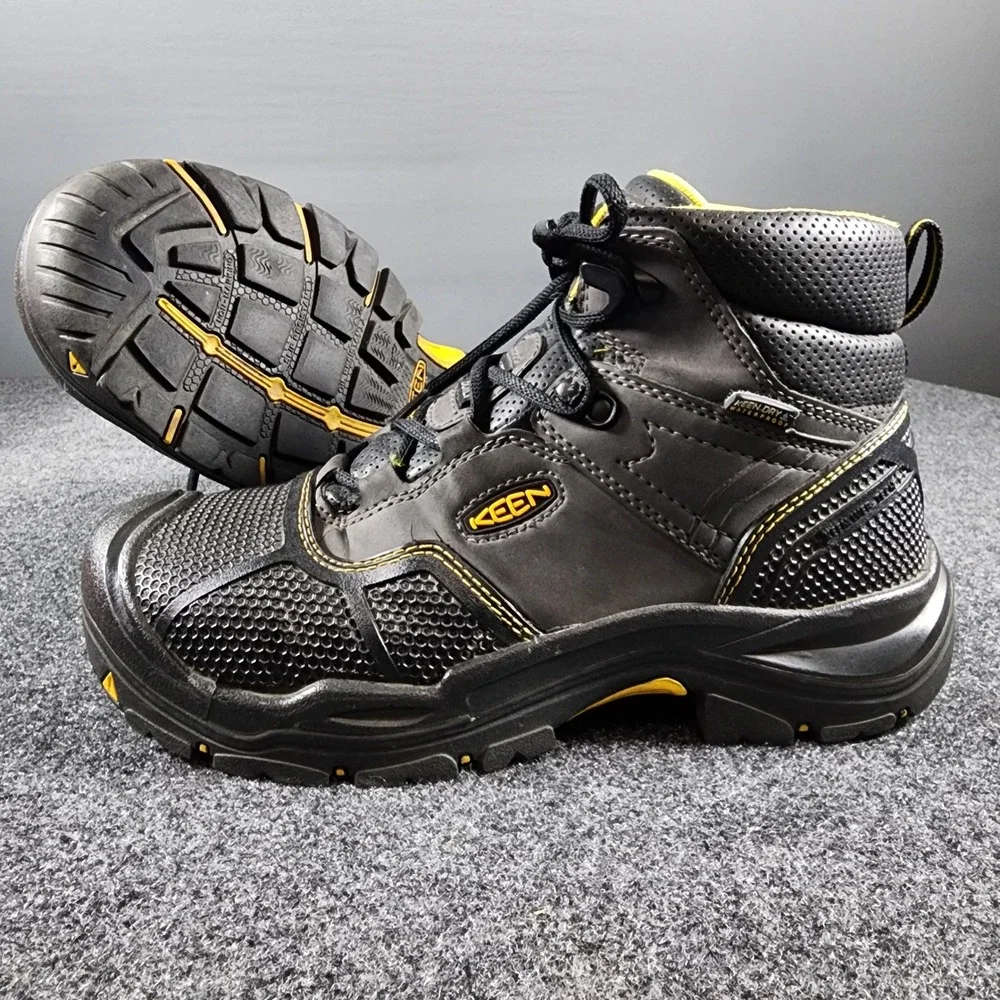 Keen Logandale Utility Work Boots Steel Toe Mens 8.5D Black Gray Waterproof
